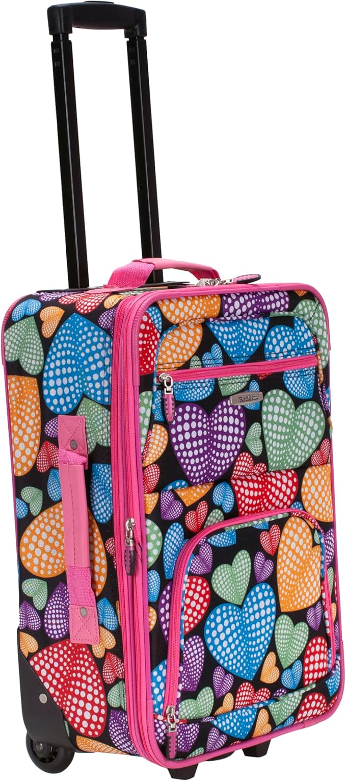 Rockland Fashion Softside 2 Piece Luggage Set, Expandable, (14" Tote/19" Upright), New Heart