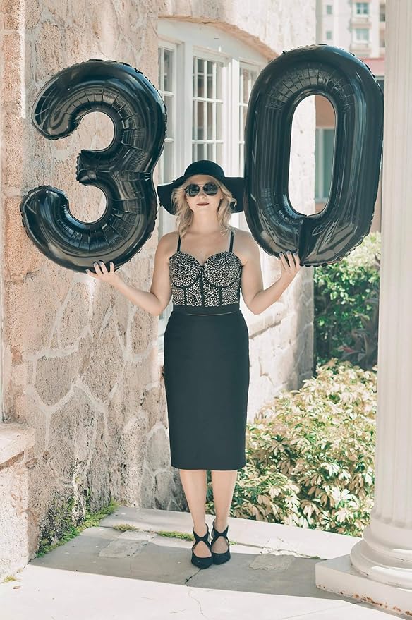 Number 0 Balloons 40 Inch Black Number Balloons for 10 20 30 40 50 60 70 80 90 100 Numbers Balloon Birthday Decorations Wedding Event Baby Shower