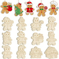 36PCS Wooden Christmas Ornaments to Paint, 12 Styles DIY Blank Unfinished Wood Gingerbread Man Cutouts Ornament for Crafts Winter Hanging Decorations