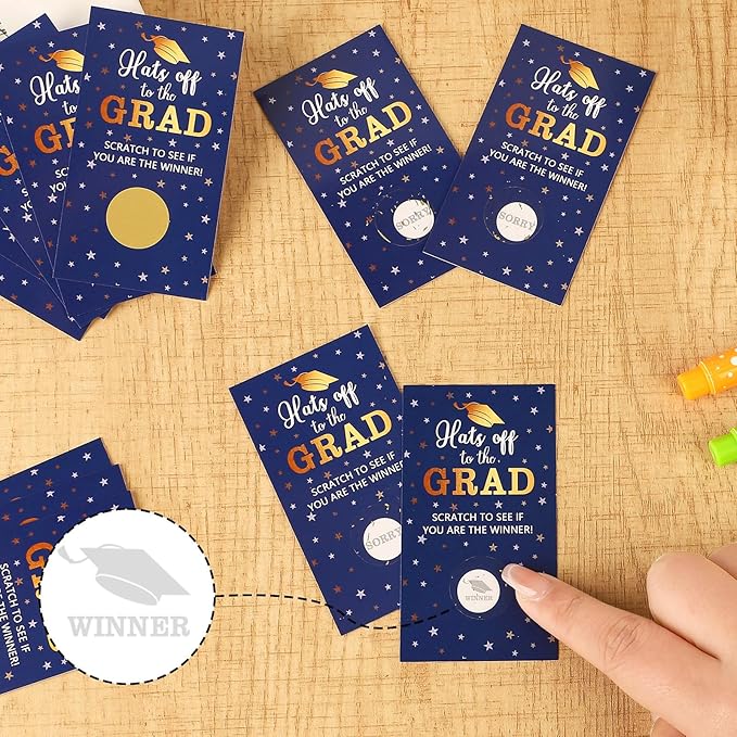 COCHIE 30 Cards Scratch Off Graduation Party Game, Class of 2026 Door Raffle Grad Games, Graduation Parties Supplies Favor Decorations (Blue Gold)