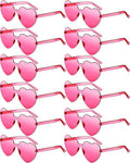 Photect 12 Pair Heart Shaped Sunglasses Neon Color Transparent Heart Glasses for Women Party Favor