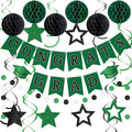 Green and Black Congrats Grad Banner 2026 Graduation Decorations with Hanging Swirl Honeycomb Ball Circle Garland Grad Party Favor Supplies for College Senior High School Classroom Decor