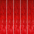 GOER 3.2 ft x 9.8 ft Metallic Tinsel Foil Fringe Curtains Party Photo Backdrop Party Streamers for Birthday,Graduation,New Year Eve Decorations Wedding Decor (5 Packs,Red)