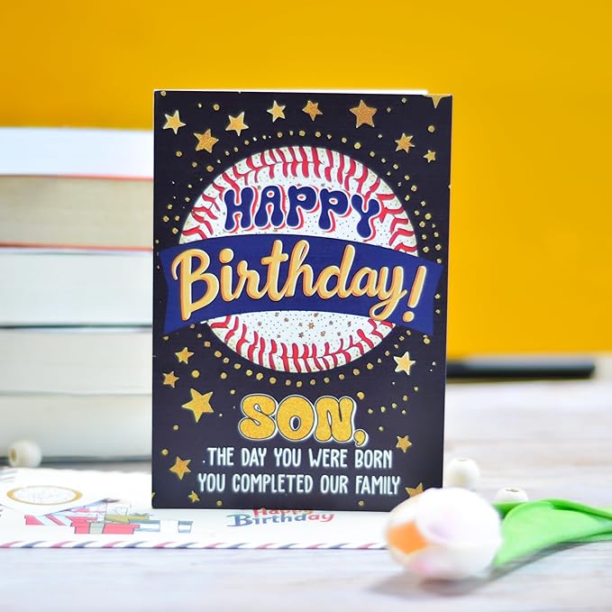Birthday Card for Son, Son Birthday Card with Seal and Envelope, Sons Cards from Mom, Dad, Parents