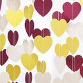 Champagne Gold Burgundy Party Decorations - 52Ft Heart Paper Garland Decoration Streamers Birthday Banner Bridal Baby Shower Wedding Bachelorette Engagement Graduation Hanging Decor Hongtongtong