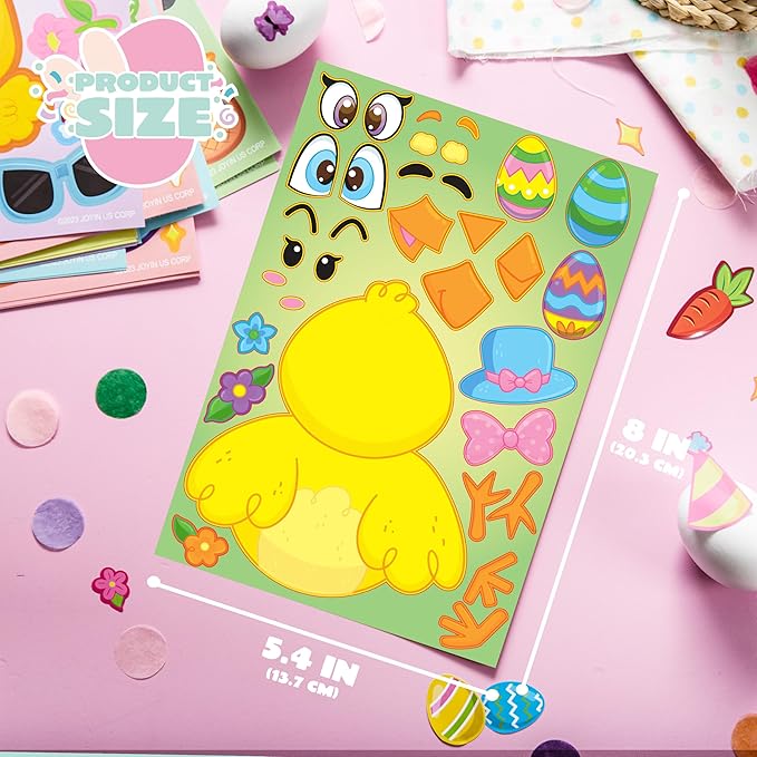 JOYIN 36 Pieces Easter Make A Face Animal Stickers with Easter Egg Themed Match Make Your Own Stickers with Bunny, Egg, Chick, Shell, Sheep, Pig Kids Party Favor Supplies Crafts