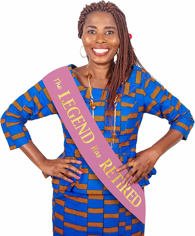 The Legend Has Retired Sash – Elegant Pink and Gold Foil Legendary Sash for Both Women and Men & a Large Gold Safety Pin. Perfect for Retirement Parties by JPACO