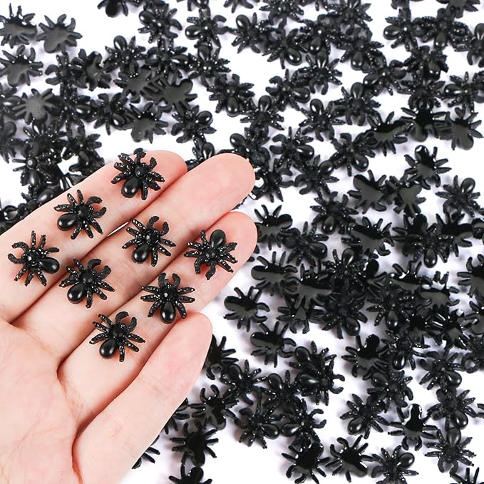 200 Pieces Halloween Mini Spiders Dollhouse Miniature Resin Spider for Crafts Tiny Fake Spiders for Fairy Garden Dollhouse Micro Landscaping Decoration
