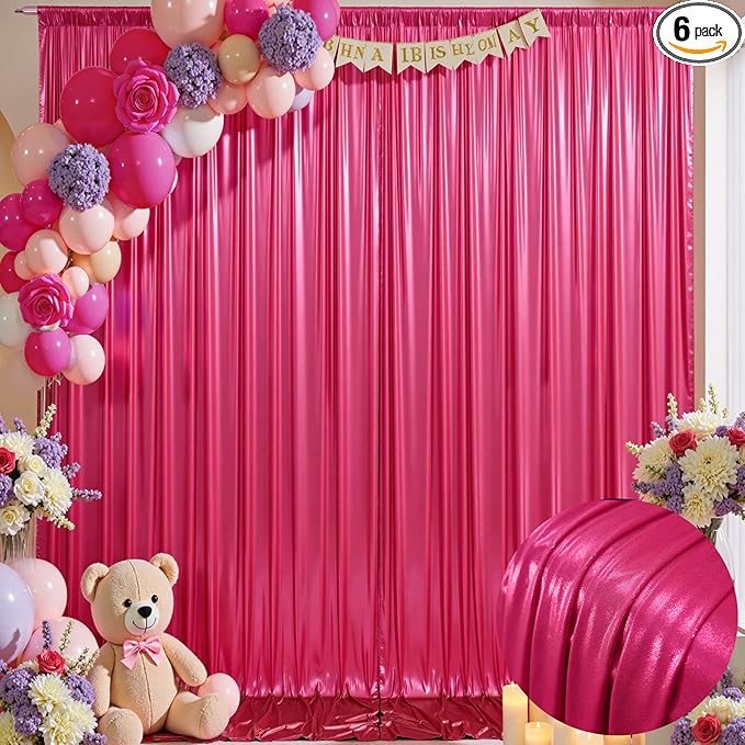 30x10 ft Wrinkle Free Hot Pink Sequin Backdrop Curtain for Parties-Thick Not Fall-Off Glitter Fuchsia Backdrop Drapes-8 Panels 5x10ft Shimmer Photo Back Drop Cloth for Wedding Birthday Photography