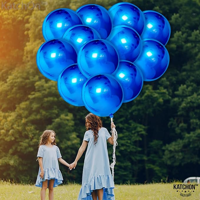 KatchOn, Large Royal Blue Balloons - 22 Inch, Pack of 12 | Royal Blue Metallic Balloons for Graduation Decorations | Blue Foil Balloon, Under The Sea Party Decorations