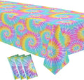 Tie Dye Party Tablecloth Decorations - Disposable Pastel Tie Dye Birthday Party Supplies Table Cover for Girls 1st 2nd 3rd Birthday Baby Shower - 3 Pack (54in x 108in)