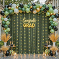 10 x 10ft Hunter Green Backdrop Curtains with Lights String Polyester Photo Backdrop Drapes Wrinkle Free Dark Green Long Curtain for Birthday Party Wedding Reception Baby Shower Ceremony-10 x 5ft x 2P