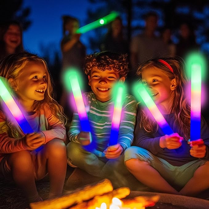 130-Pack White Foam Glow Sticks for Weddings - Bulk LED Light Up Party Glow Wands, Reception Props - Glow Sticks for Adults, Dance, Concerts, Raves.