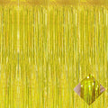 4 Pack 3.2Ft x 8.2Ft Gold Foil Fringe Curtain Backdrop, Metallic Tinsel Foil Fringe Streamers Curtains Background for Photo Booth, Birthday, Wedding, Disco, Bachelorette, Christmas Party Decoration