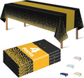 OHOME Graduation Decorations 2026-4 Pack Disposable Plastic Table Cloths,Black and Gold Table Covers for 50th Birthday Retirement Graduation Decorations Backdrop | New Years Party Supplies Favors