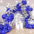 Blue and Silver Balloons Garland Arch Kit with Stars 200Pcs - 5 10 12 18 22 inch Balloon and Confetti Balloons for 2025 Graduation New Year Anniversary Birthday Wedding Prom Party Decorations