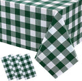 3 Packs Green Plaid Tablecloth 54 x 108 Inch Disposable Checkered Table Cloth Rectangular Waterproof Picnic Table Covers for BBQ Birthday Parties