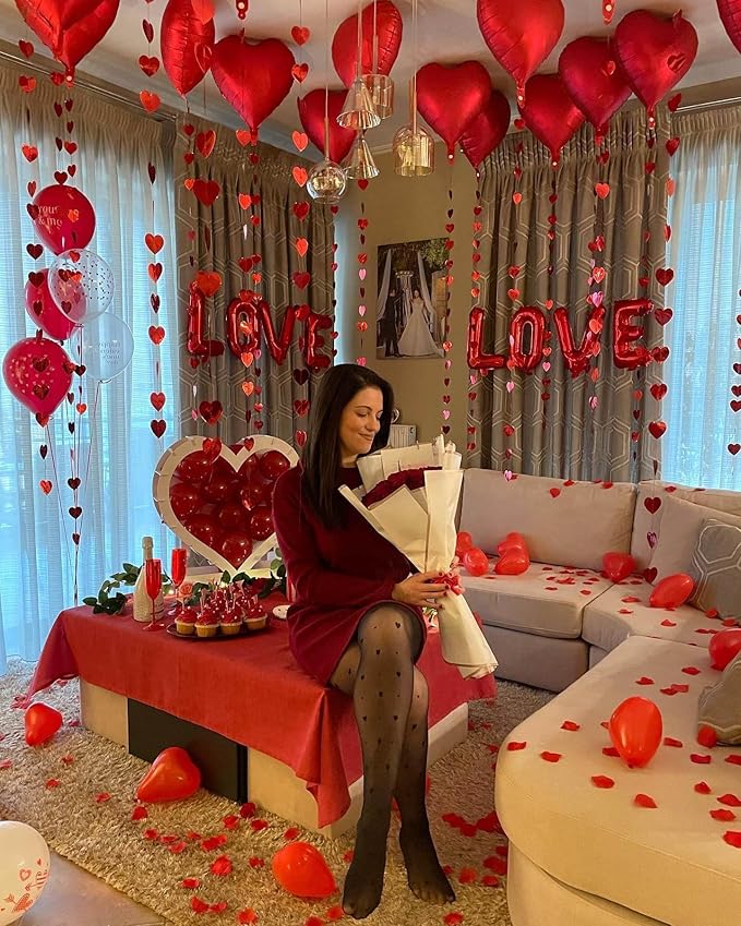 Red Valentine Day Decorations Red Love Balloons Valentines Heart Balloons for Valentines Day Galentines Day Wedding Party Decorations