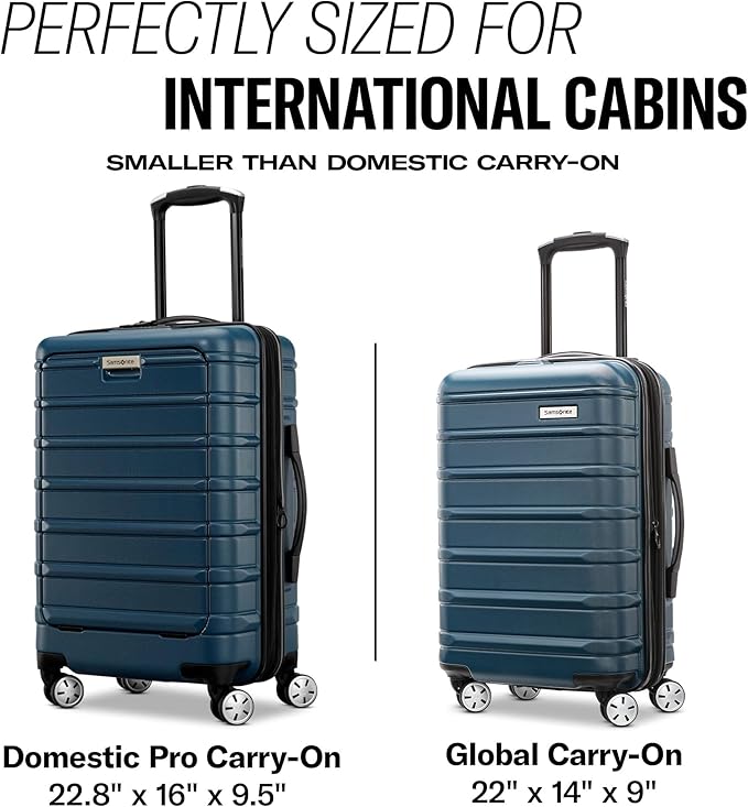 Samsonite Omni 2 International Carry-On Luggage with 360° Spinner Wheels - Scratch Resistant Hardshell - TSA, Airline-Approved - Expandable Polycarbonate Shell for Lightweight Travel - Rose Gold
