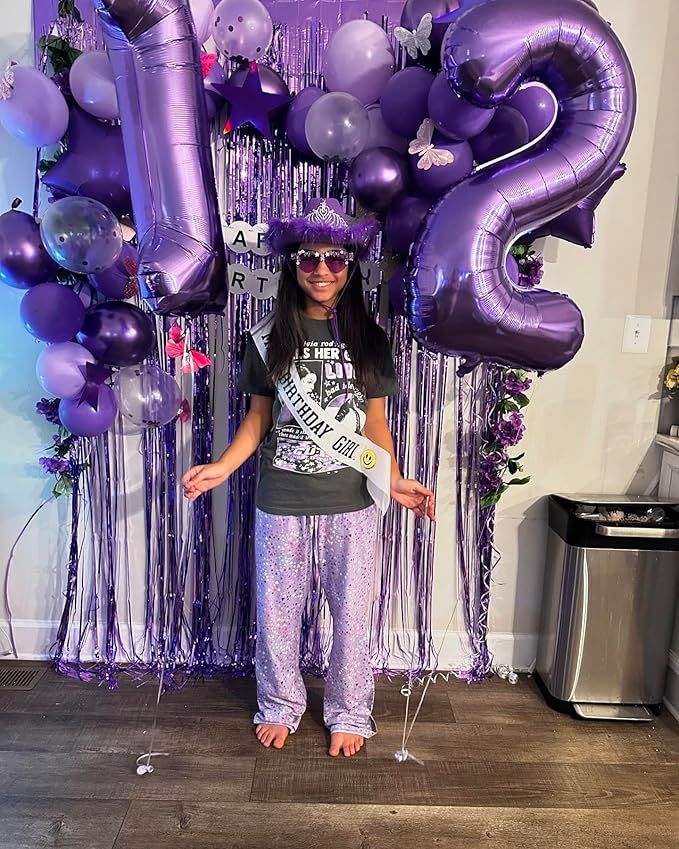 40 Inch Purple Number 1 Balloon, Giant Number 1 Balloons for 11th 12th 21st Birthday Decorations, Party Supplies for Baby Boy Girl, Purple Party Decor