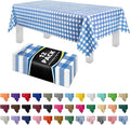 Grandipity 12 Pack Premium Disposable Plastic Picnic Tablecloth 54 Inch. x 108 Inch. Decorative Rectangle Table Cover - Blue Checkered Gingham