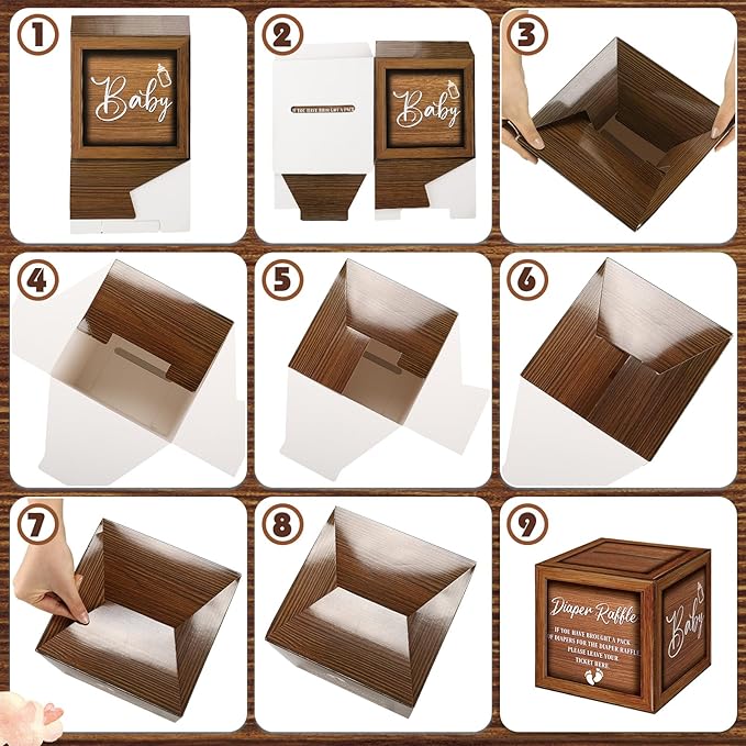 Glenmal 52 Pcs Baby Shower Games Gift Sets Large Baby Bottle for Shower Game Guess How Many Candies Baby Shower Decorations for Baby Shower favors Games Gender Reveal (Wood Grain)