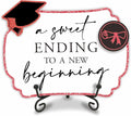 Red Graduation Wooden Buffet Sign - A Sweet Ending To A New Beginning - 5"X7" Candy Sign With 1 Metal Support，2 DIY Wood Decor With Velcro, Grad Party Decor & Supplies - B05