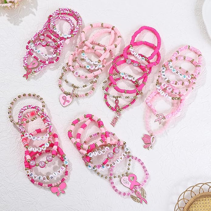 Cooluckday 36 Pcs Holiday Heishi Surfer Bracelets for Women Bulk Easter Mother's Day Christmas St. Patrick's Day Mardi Gras Bracelet Stackable Stretch Friendship Bracelets Set