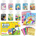 PARTYWIND Party Favors for Kids, 24 Pack Foil Art & Craft Books Bulk for Kids 4-8, Easter Basket Goodie Bag Stuffer & DIY Creative Activity Toys for Kids Birthday Party Favors, Classroom Prizes