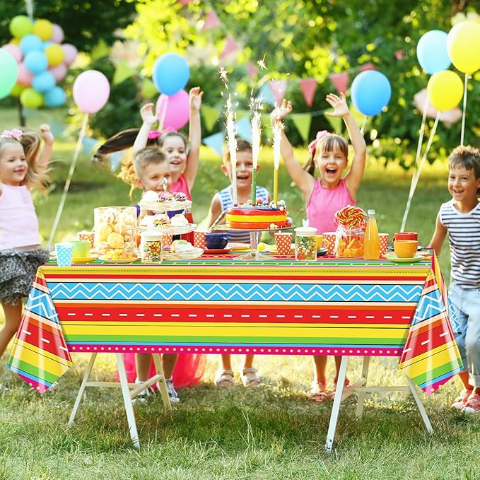 Hxezoc 3 Pack Cinco De Mayo Printed Tablecloths, 54 x 108 Inch Disposable Plastic Table Cover for Mexican Holiday Decorations Outdoor Indoor Party Supplies