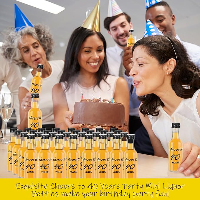 Bokon 50 Pcs Cheers to 40 Years birthday party Mini Liquor Bottles 1.7 oz Mini Wine Bottles for Guests Women Men 40th Birthday Anniversary Wedding Celebration Party Favors