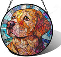 Stained Glass Window Hanging, Cute Dog Abstract Sun Catchers Colorful Glass Panel Texture Suncatcher Decor for Birthday for Women, Men, Wife, Aunt, and Mom 9.8 in