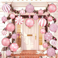 Huwena 24 Pcs Christmas Decorations Outdoor Christmas Hanging Ornaments Peppermint Candy Yard Signs Double Sided Lawn Decorations Peppermint Ornaments for Xmas(Pink)