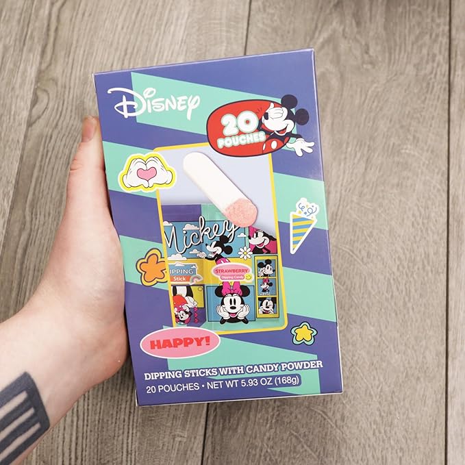 Disney Mickey and Minnie Dipping Sticks and Powder Candy, Birthday Party Treats, 20 Pouches