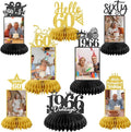 8Pcs 60th Birthday Decoration for Men Women 60th Birthday Centerpieces for Tables Cheers to 60 Years Birthday Honeycomb Decor Birthday Table Topper Black and Gold 60th Birthday Party Favors