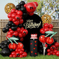 JOGAMS Betty Party Decorations,169Pcs Leopard Cheetah Print Party Decorations,Red Black Cherry Balloon Arch Kit with Ribbon Cherry Cheetah Balloons for Birthday Bachelorette Baby Shower Retro Party