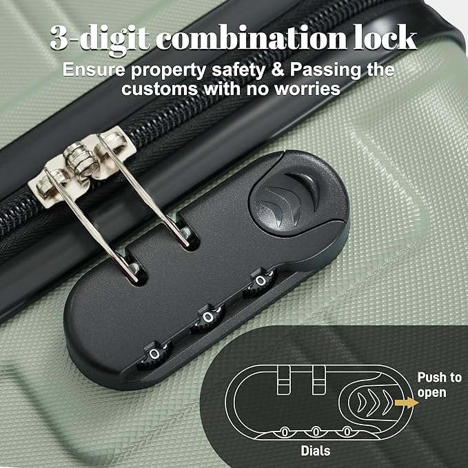 6 Pcs ABS Hardshell Luggage Set Spinner Wheel Suitcase Suitcase Light Green