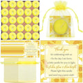 50 Sets Baby Shower Party Favors Including 50 Pcs Unscented Tealight Baby Shower Candles Gift Bags Cards for Gender Reveal Party Supplies(Yellow)