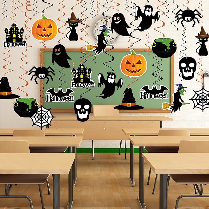 Tifeson Halloween Decorations Hanging Swirl - 36 PCS Hanging Halloween Ceiling Streamers - Large Size Ghost Pumpkin Witches Swirls for Home Indoor Outdoor Party Office Decor Supplies