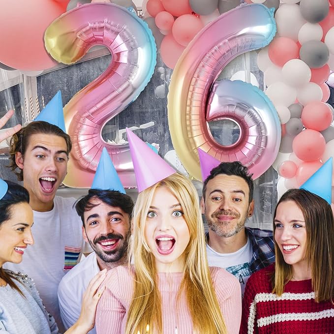 Rainbow Gradient Number 6 Balloon, 40 Inch Big Large Foil Number Balloons, Jumbo Mylar Number 6 Balloons for 6 Year Old Birthday Party Decorations Supplies Anniversary Celebration
