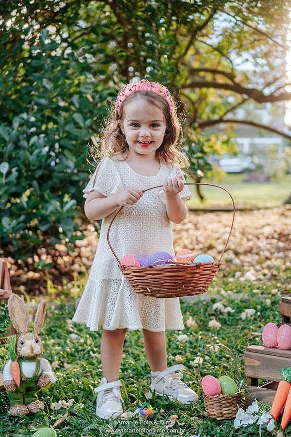 Easter Headband Spring Accessories for Women Easter Egg Bunny Knotted Headband Colorful Crystal Top Knot Headbands Spring Hair Accessories Gifts (EASTER-Pink)