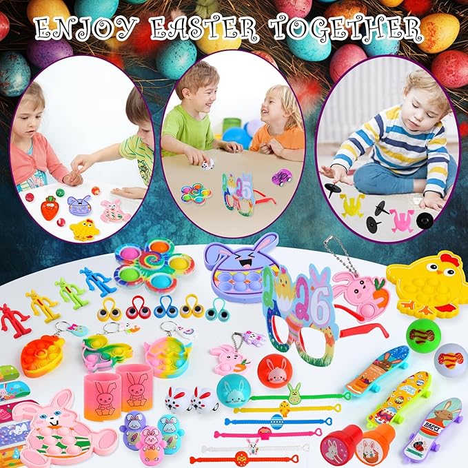 600 Pcs Easter Basket Stuffers for Kids Party Favors,Easter Fillers,Fidget Toys,Bulk Easter Toys,Stocking Stuffers Birthday Gifts,Carnival Treasure Classroom Prizes Box,Pinata Fillers,Easter Egg Hunt