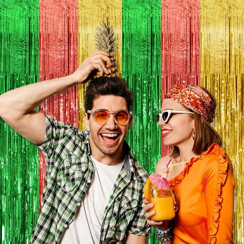 10 Pack Hawaii Backdrop Party Decorations Tinsel Curtain Summer Party Streamer Foil Fringe Birthday Decorations Photo Booth Vibrant Theme Christmas Beach Baby Shower Graduation Decor