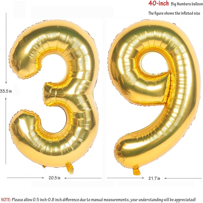 40 Inch gold Number Balloons Helium Foil Mylar Balloon Birthday Party banquet Decoration 39