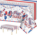 2 Pack Happy 4th of July Tablecloth Decorations - Fourth of July Table Cloth, Plastic Disposable Rectangle Table Cover for Patriotic Independence day Tables Decor Party Supplies Favors,108 x 54 Inch