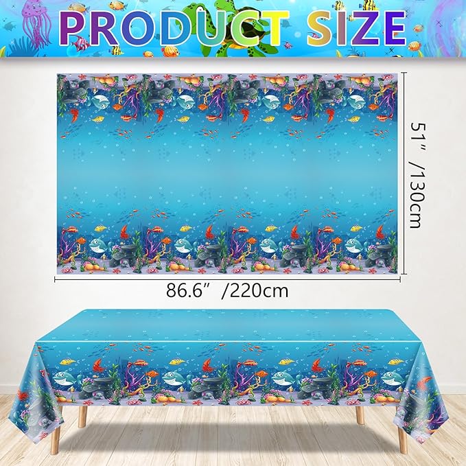 223 Pack Under the Sea Party Supplies Ocean Sea Party Tableware Set Plates Cups Napkins Tablecloth Banner Balloons Cake Toppers for Underwater World Birthday Ocean Animal Party Decorations Serves 20