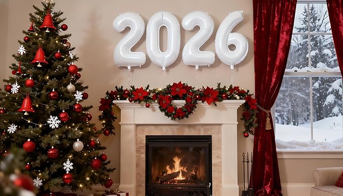 White 2026 Number Balloon 40 Inch, Foil Balloons 2026 New Years Eve Party Supplies, 2026 White 2026 Graduation Decorations, Parties Balloon Suit