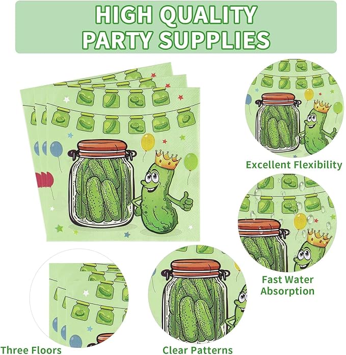 96Pcs Pickle Birthday Party Decorations Kind of a Big Dill Pickle Plates and Napkins Sets Pickle Baby Shower Party Decorations Favors for Kids Funny Cute Dill Cucumber Theme Party Supplies Serves 24