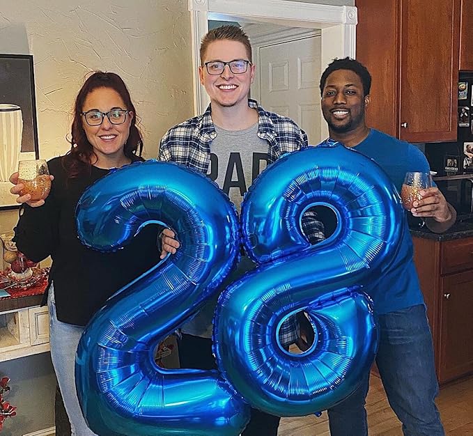 40 Inch Metallic Blue Number 9 Balloon, Giant 9 Number Balloons for 9th Birthday Decorations, Party Supplies for Baby Boy Girl, Metallic Blue Party Decor