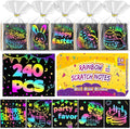 FUNNYB&G 240 PCS Rainbow Scratch Paper Art Kit for Kids, Easter Party Favors Goodie Bags Stuffers, Bulk Birthday Classroom Gifts Easter Basket Stuffers for Girls Boys Ages 4-12